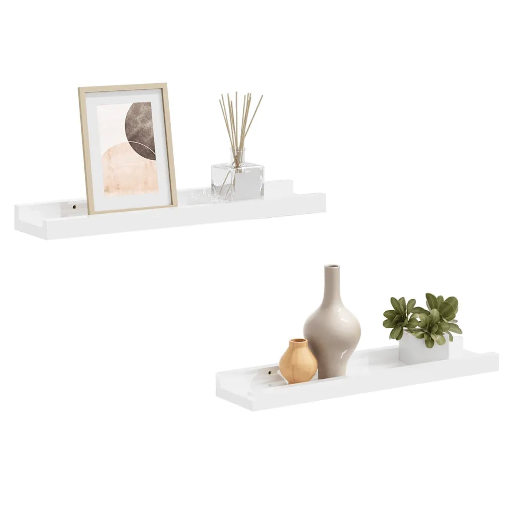 Mensole da Parete 2 pz Bianco Lucido 40x9x3 cm 326648
