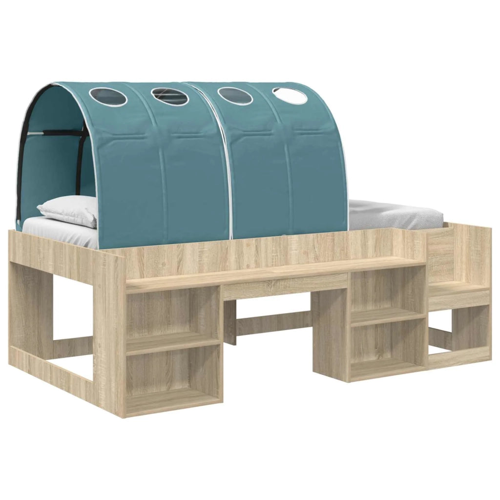 Letto alto per bambini con storage 3 pz Rovere Sonoma e Azzurro 3423600