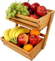 Cassa per Fruitti in Legno 24 x 32 x 29 cm - Servizio per Verdure e Frutta Sostenibile - Elegante Compartimento a 3 Colori