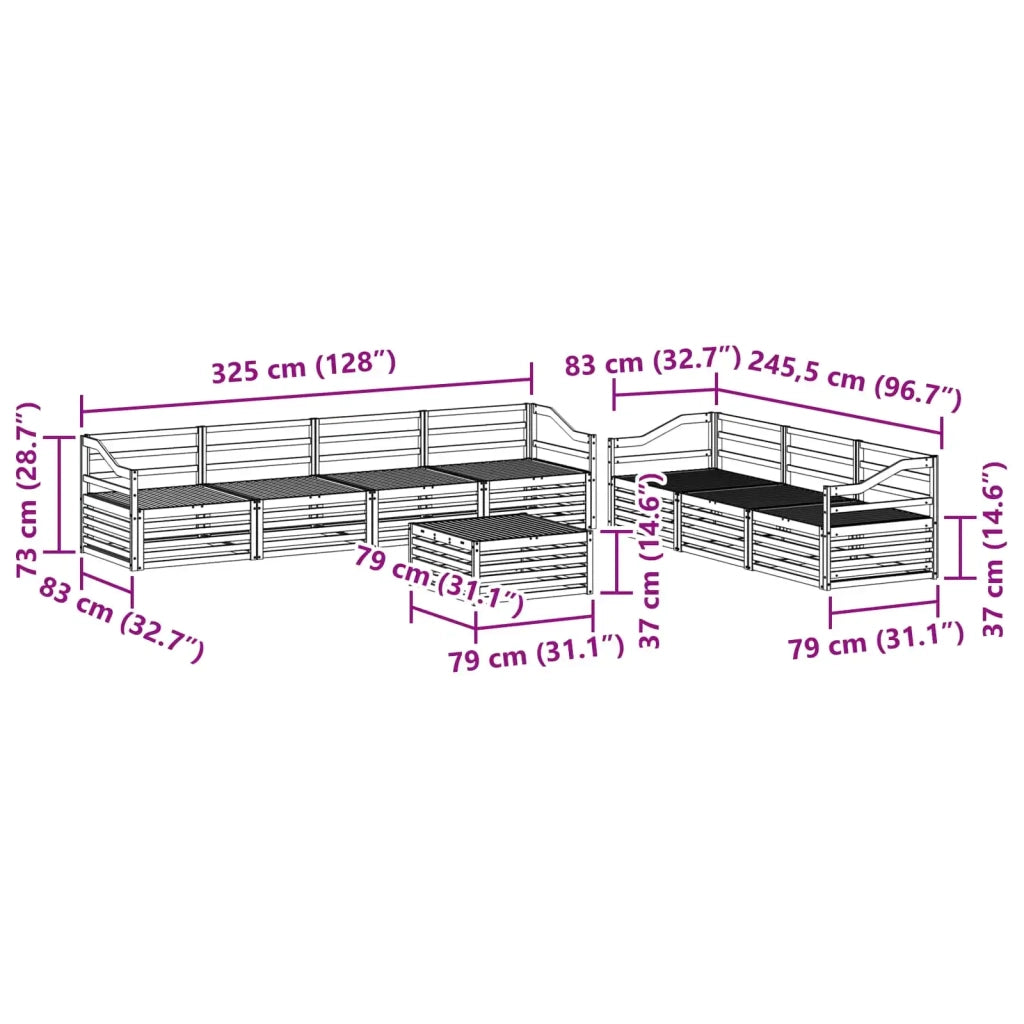 Set di divani da esterno 8 pcs Naturale 3373154