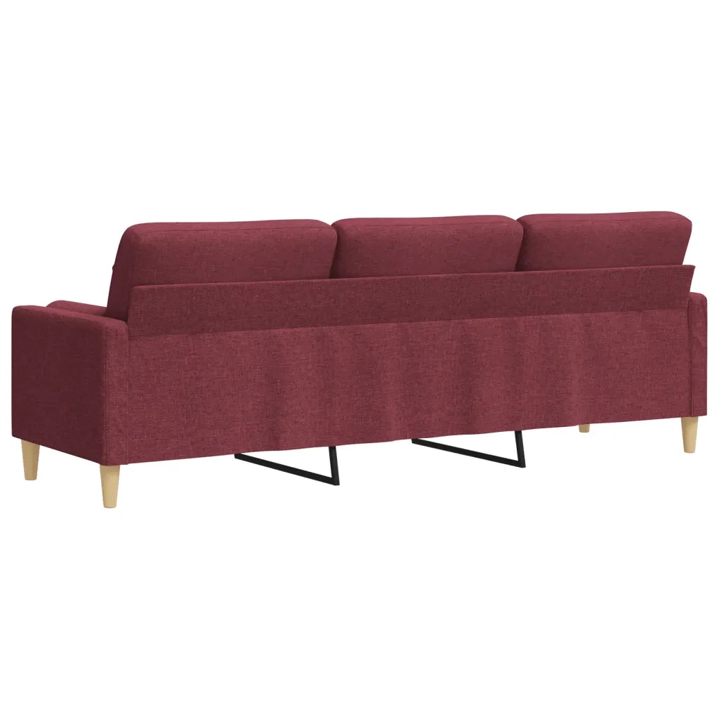 Divano a 3 Posti con Cuscini-Sofa 3 Posti con Cuscini Rosso Vino 210 cm in Tessuto