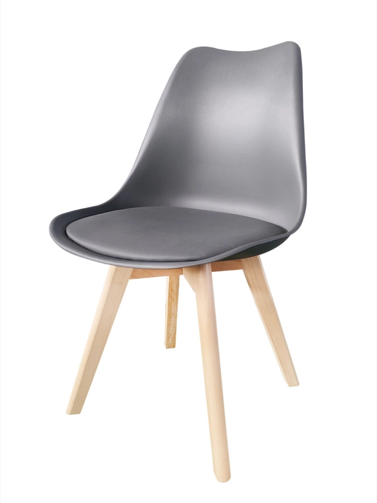 MAURY'S SEDIA DA ARREDO GREY CON CUSCINO E GAMBE IN LEGNO