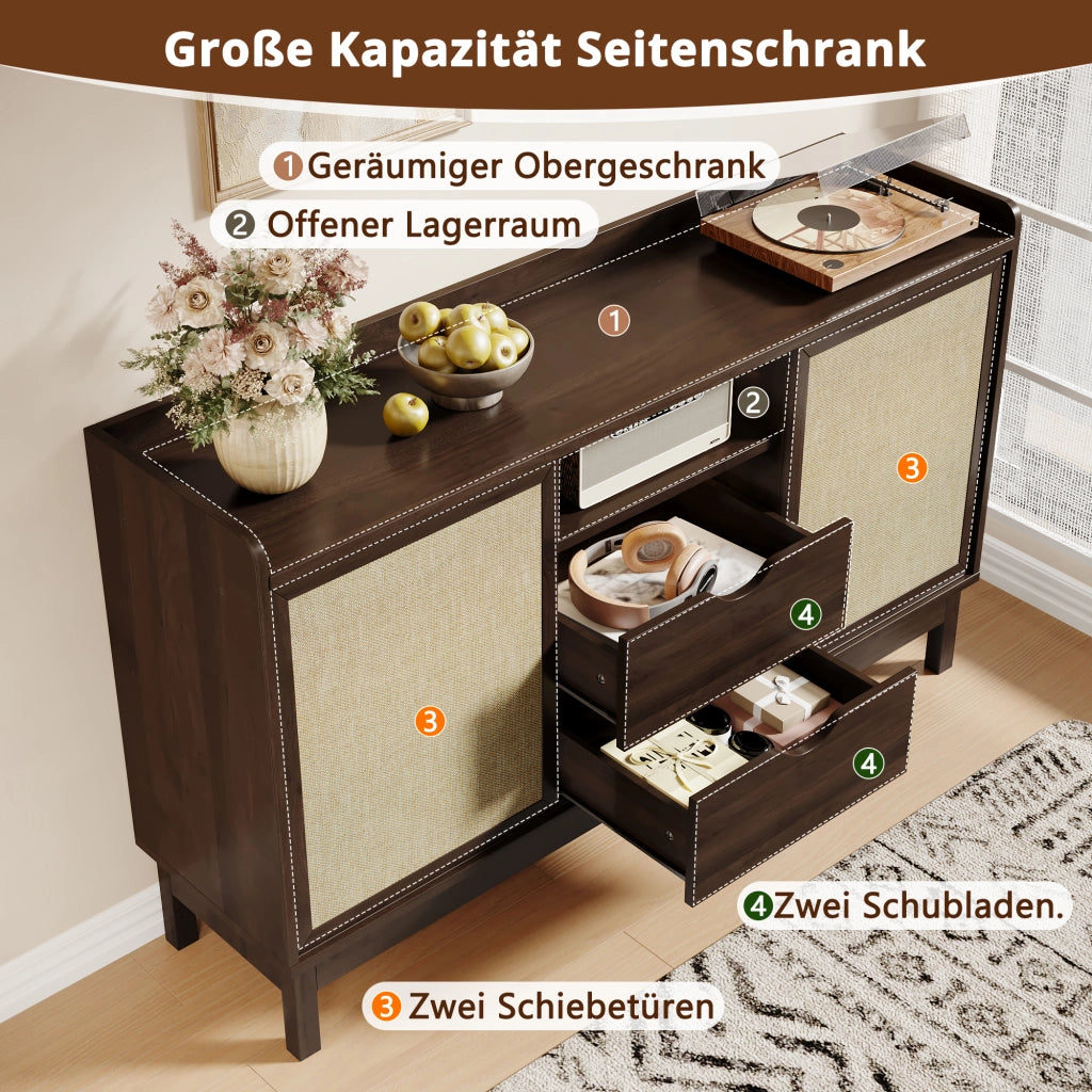 Credenza con Ante Scorrevoli e Cassetti ¨C Xylo ¨C Legno, Multiuso, Soggiorno