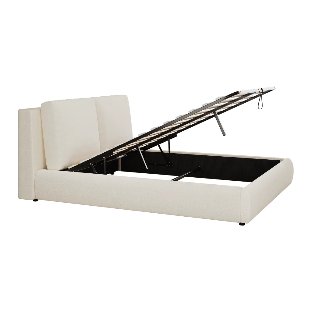 letto imbottito bouclé beige 180 x 200 cm