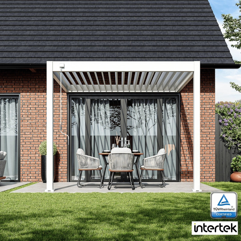 Pergola Bioclimatica Ombréa VS 3x3M addossata – Bianca (Versione2