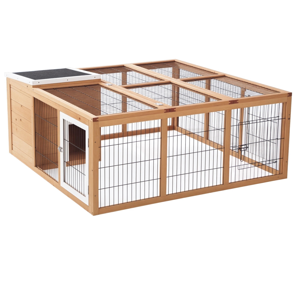 Recinto per Animali Domestici con Tetto Aprile ¨C zephmum ¨C 123x120x52 cm, Marrone