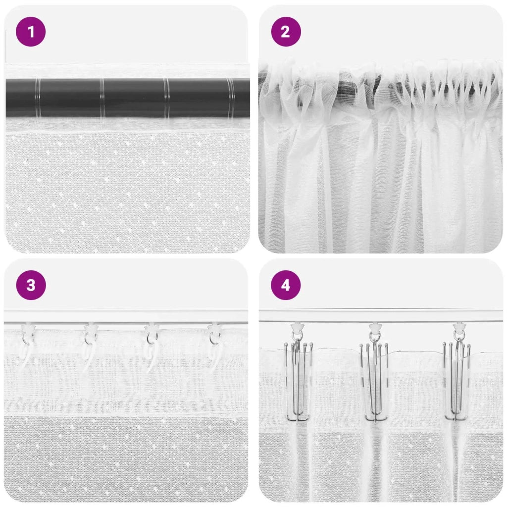 Tenda in Pizzo con tende Bianco 280 x 750 cm Poliestere 4107954