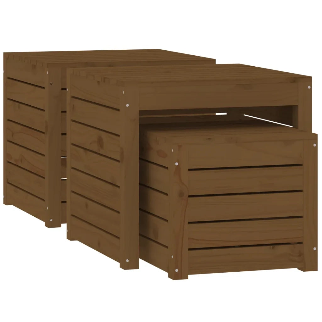 Set Cassette da Giardino 3 pz Ambra in Legno Massello di Pino 823958