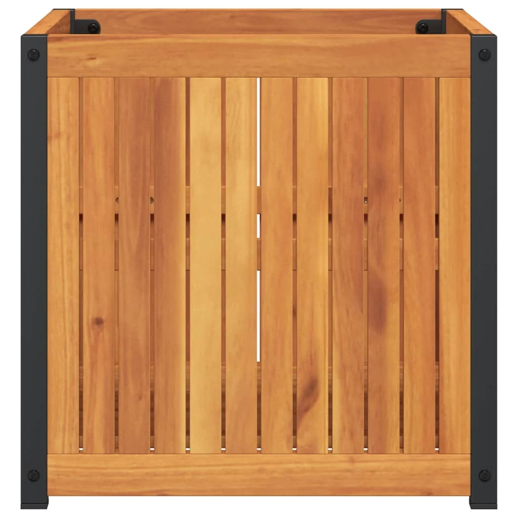 Aiuola rialzata/fioriera per piante fiori patio giardino 45 x 45 x 44 cm legno massello di acacia e acciaio marrone 02_0037605