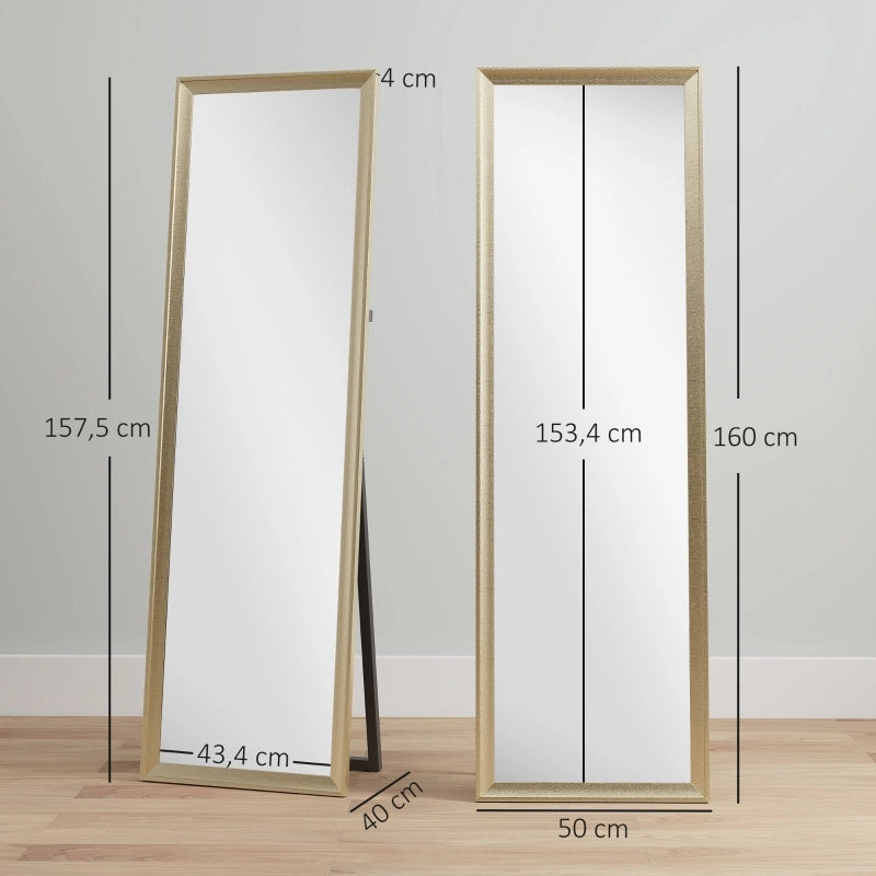SPECCHIO A FIGURA INTERA 160 x 50 cm Gold con supporto pieghevole