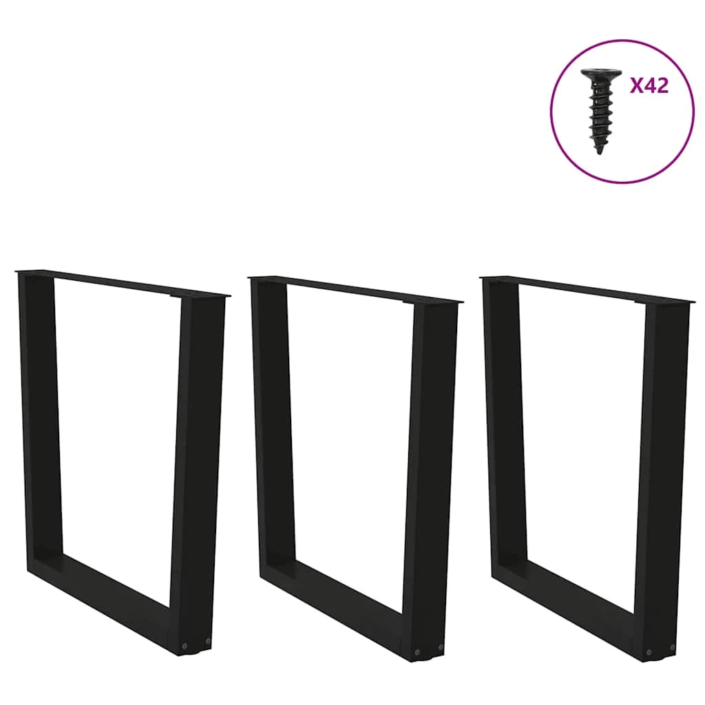 Set di 3 gambe regolabili per tavolo da pranzo a forma di V 80 x 73 cm design moderno acciaio nero 02_0056950