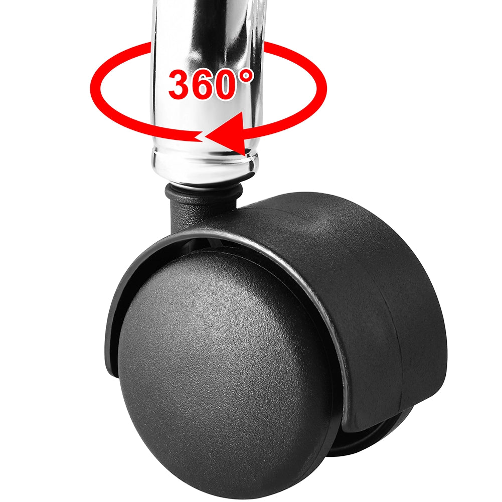 Sgabello con ruote Nero Seduta imobottita e Schienale Basso, Base Acciaio 360
