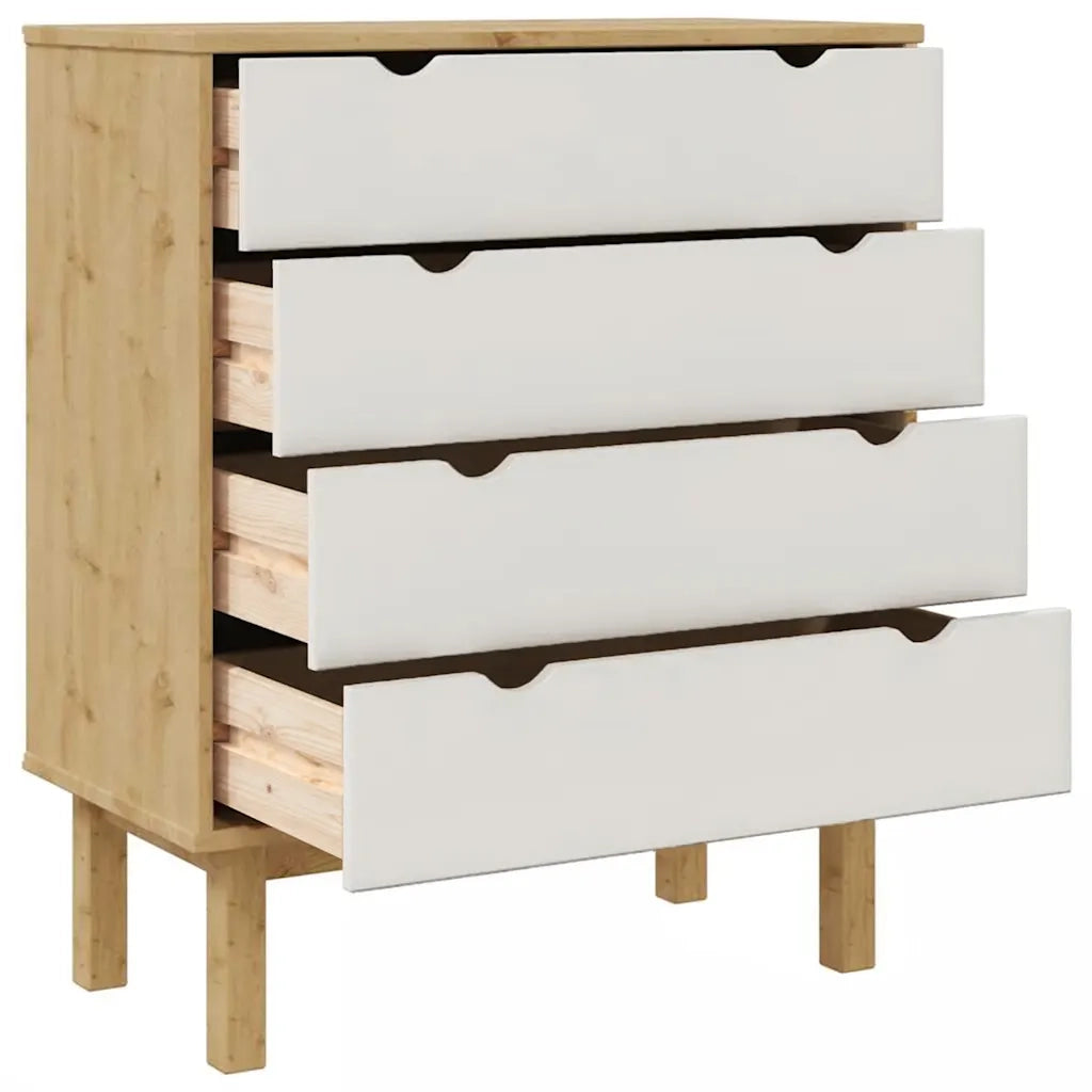 Cassettiera OTTA Marrone e Bianco 76,5x39,5x90 cm Legno di Pino CFW8518148
