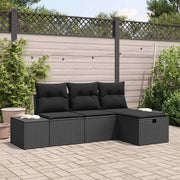 Set Divano da Giardino con cuscino 4 pcs Nero Poly Rattan 3359352