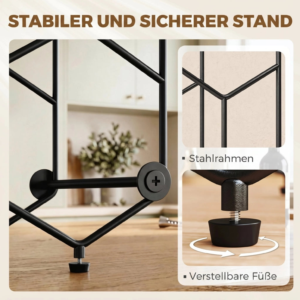 Libreria per Vini 13 Bottiglie Design a Nido d'Ape ¨C Zephmum ¨C Nero Metallo 43x16x31 cm