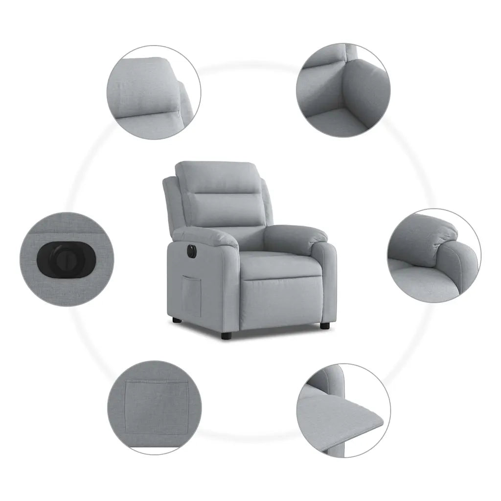 Poltrona | Sedia Relax Elettrica Reclinabile Grigio Chiaro in Tessuto