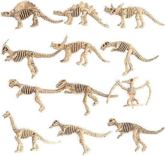 Dinosauri Fossili in PVC 12 Pezzi - Giocattoli Preistorici - Scavi Archeologici - Figure di Giocattolo - Materiale PVC Sicuro - Dettagliati Modelli in PVC