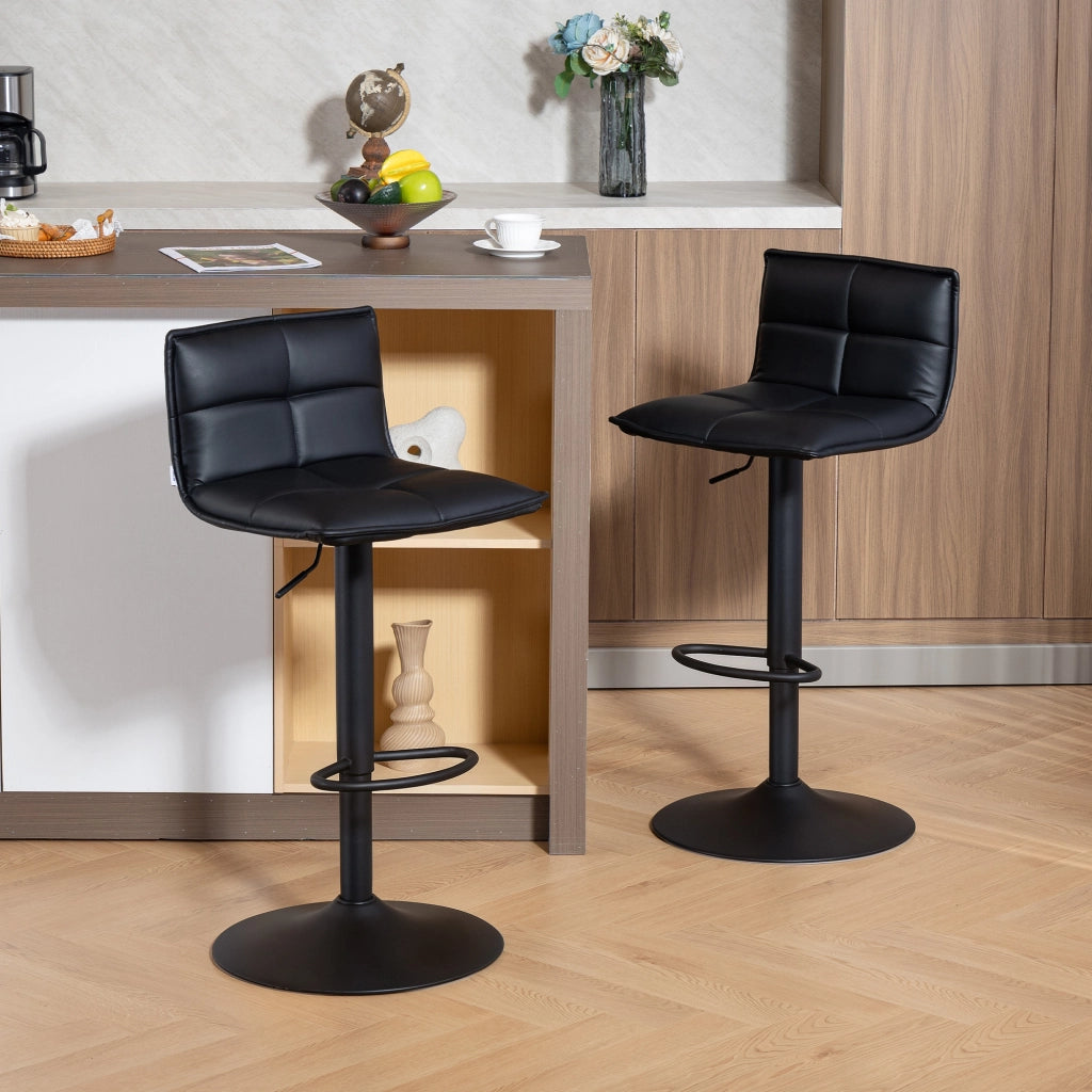 Sgabello da Bar Regolabile ¨C Xylo ¨C Set 2 Pezzi Seduta Girevole PU Nero 44x45x85-106cm