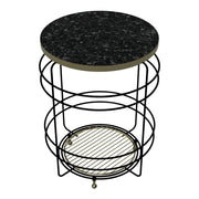 Tavolino con cesto portaoggetti 55 x 40 cm effetto marmo nero e oro 03_0010943