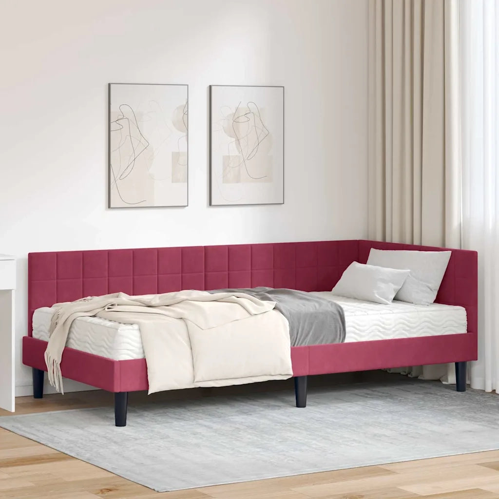 Struttura Letto Angolare con Materasso 2 pcs Verde Velluto 3393992