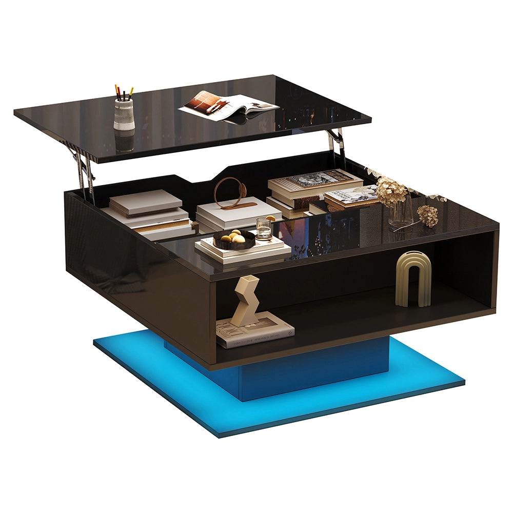 Tavolino idraulico - Xylo - 80x77cm design geometrico nero