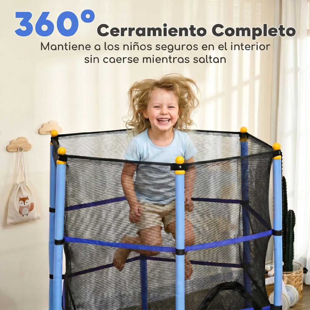 Trampolino per Bambini ¨C Minimal ¨C ?163 cm Blu con Rete di Sicurezza e Telaio in Acciaio 50 kg