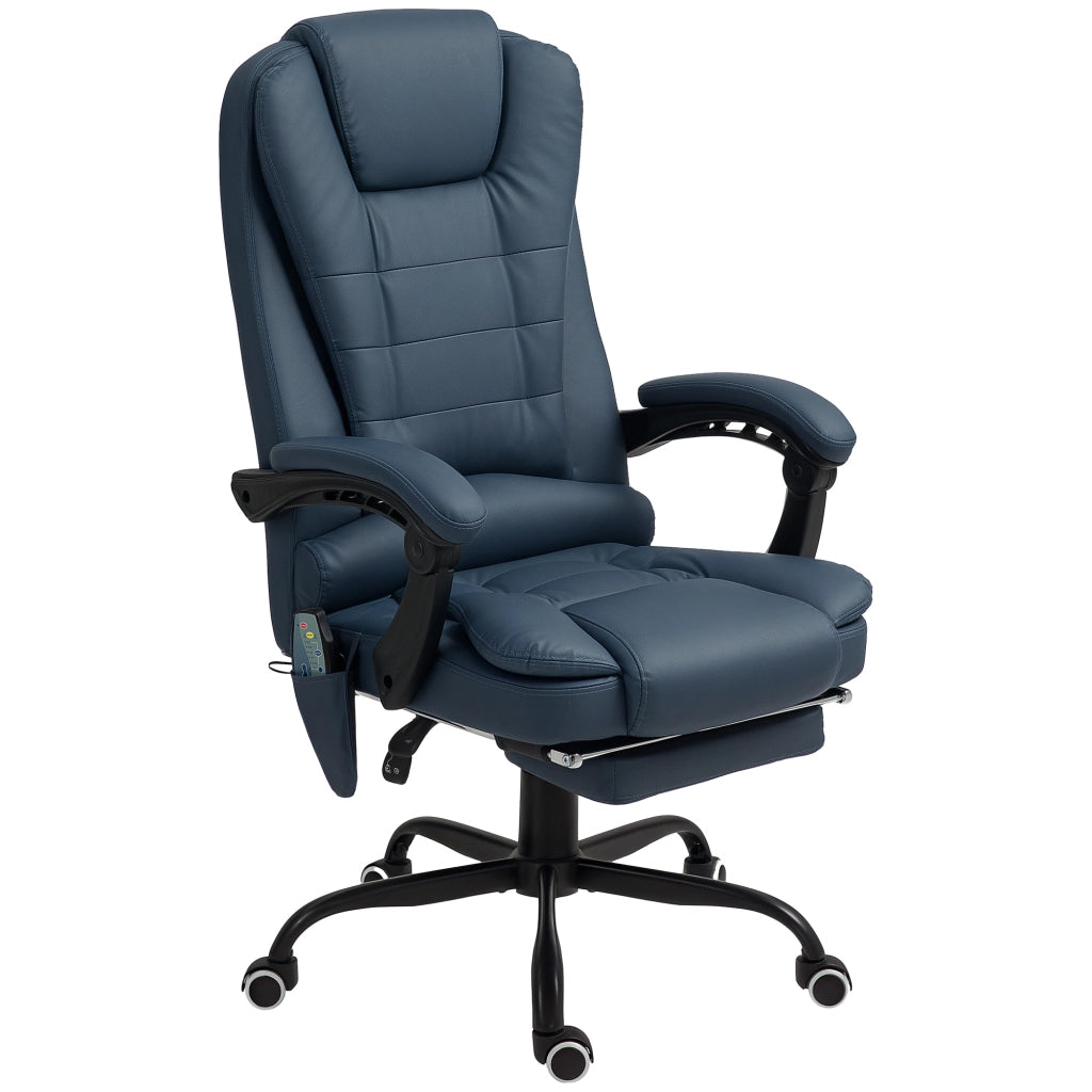 Poltrona massaggiante da ufficio ¨C Minimal ¨C blu, altezza regolabile, schienale reclinabile