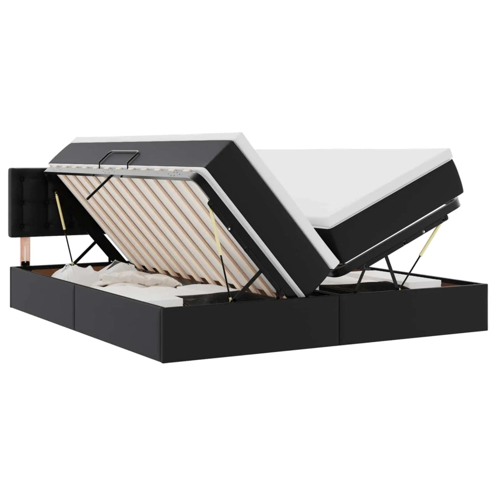 Letto con Contenitore Nero 180 x 200 cm Pelle Sintetica