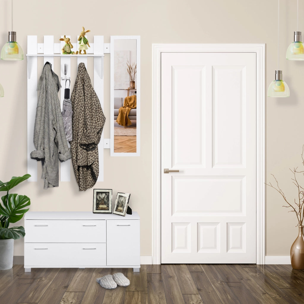Appendiabiti con Specchio e Scarpiera ¨C Zephmum ¨C Bianco 80x30x180
