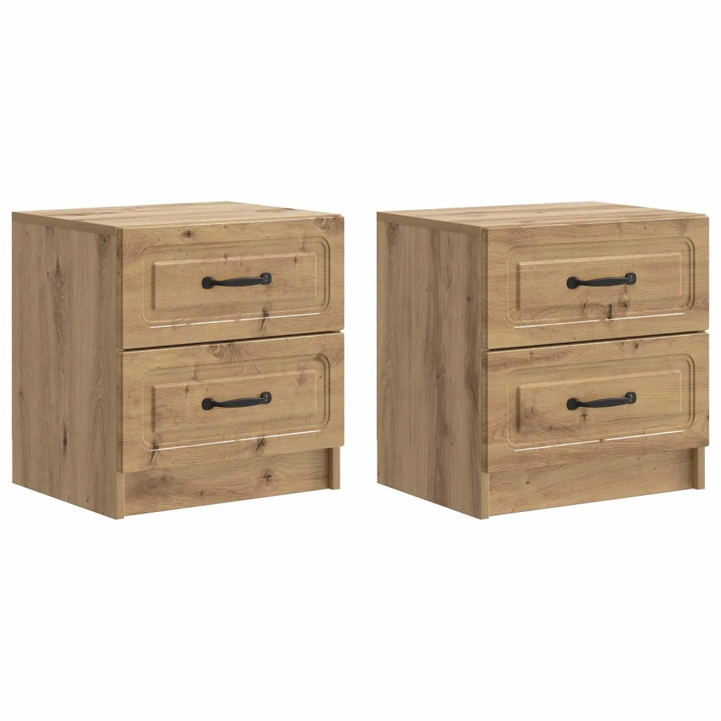 Set di 2 Comodini | Armadio da Notte | Mobiletto da notte Rovere Artigianale 43 x 34,5 x 44,5 cm