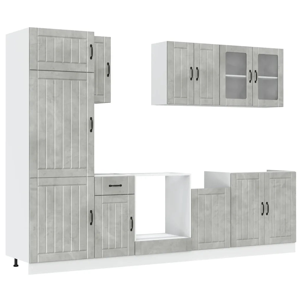 Set Mobili da Cucina 8 pz Lucca Grigio Cemento in Truciolato 3314805