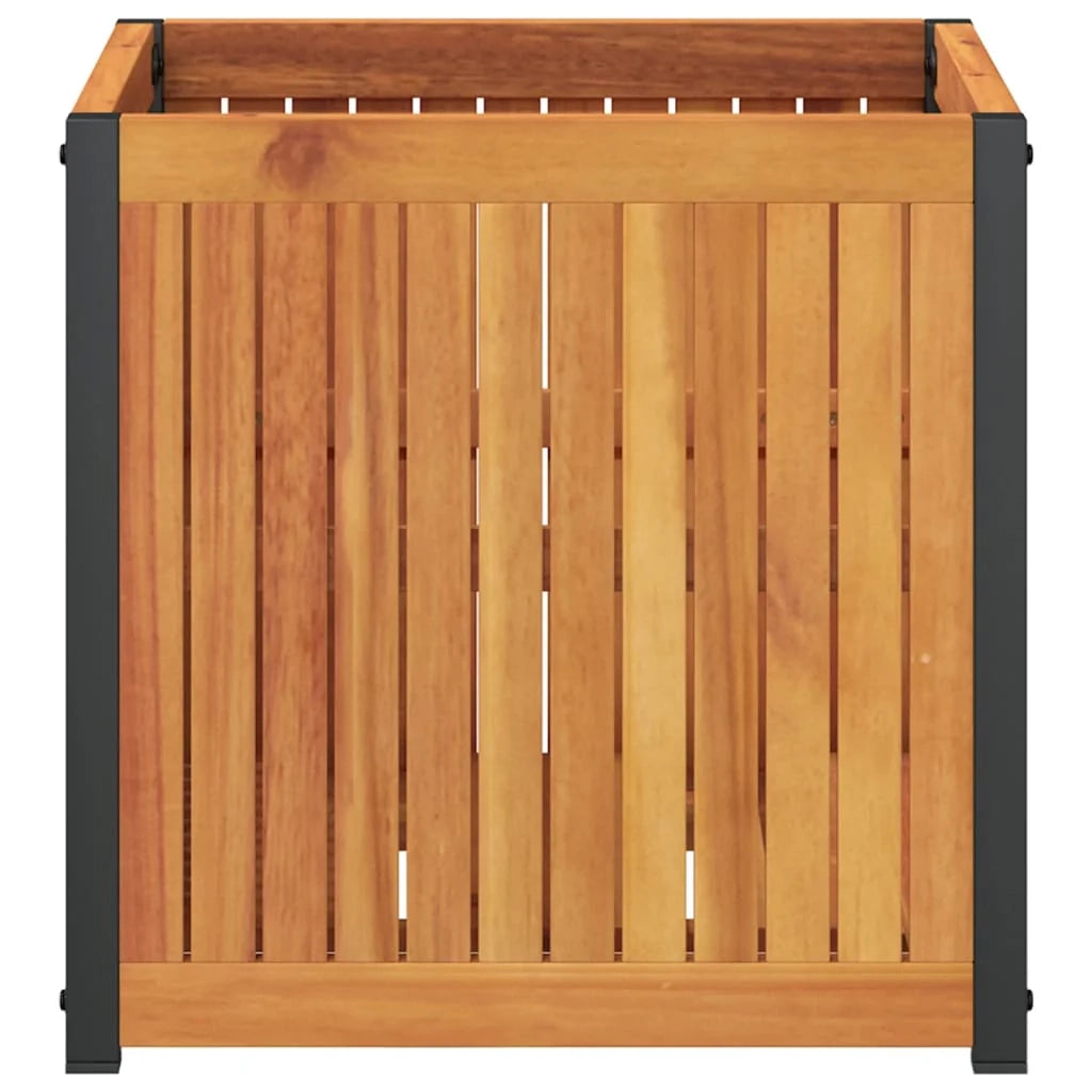 Aiuola rialzata/fioriera per piante fiori patio giardino 45 x 45 x 44 cm legno massello di acacia e acciaio marrone 02_0037605
