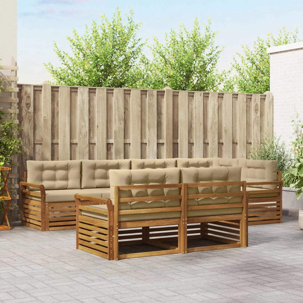 Set di divani da esterno con cuscino 7 pcs Naturale e Beige 3373623