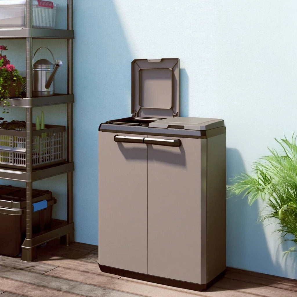 Pattumiera Rimouski, Mobile outdoor, Mobiletto giardino multiuso, Contenitore per balcone o garage, Made in Italy, 68x39 h85 cm, Grigio