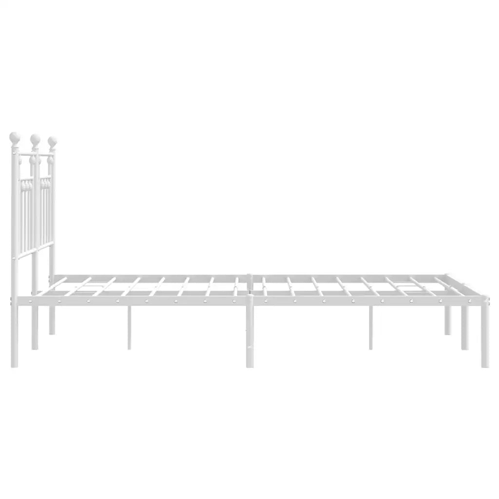 Letto matrimoniale | Letto per adulti | Giroletto con Testiera Metallo Bianco 140x200 cm