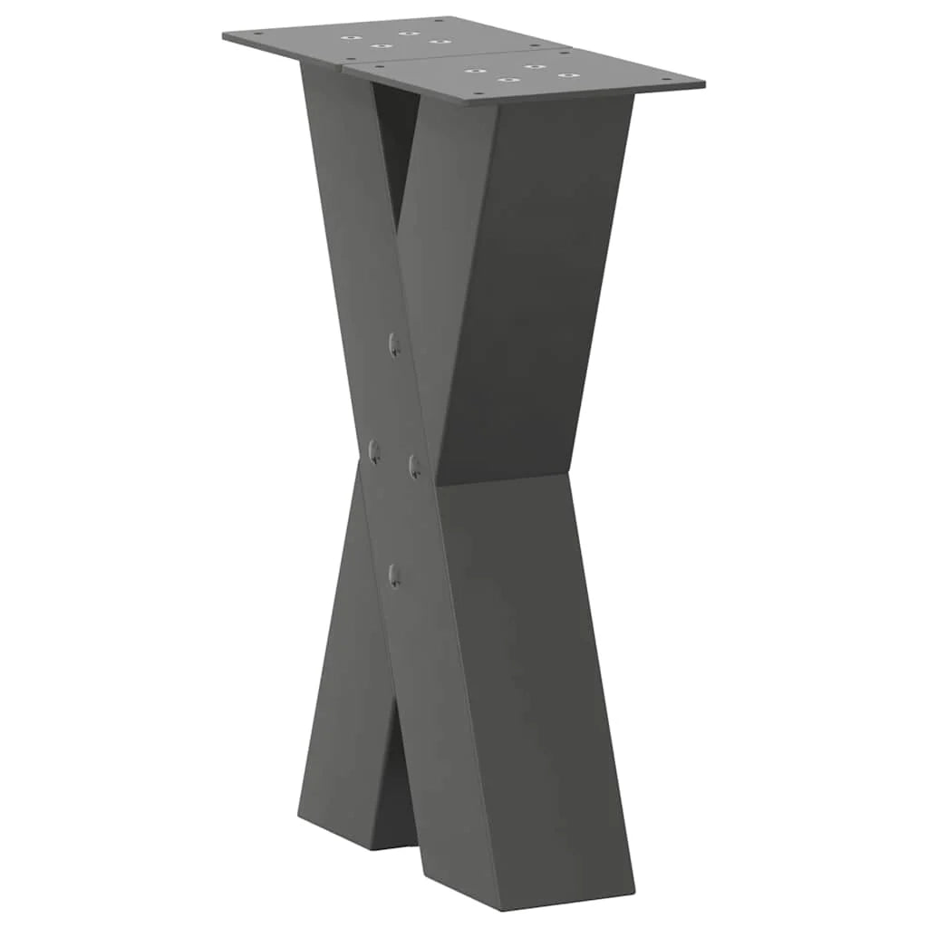 Set di 2 gambe regolabili per tavolino da caffè a forma di X 38 x 42 cm design moderno linee pulite acciaio antracite 02_0057226