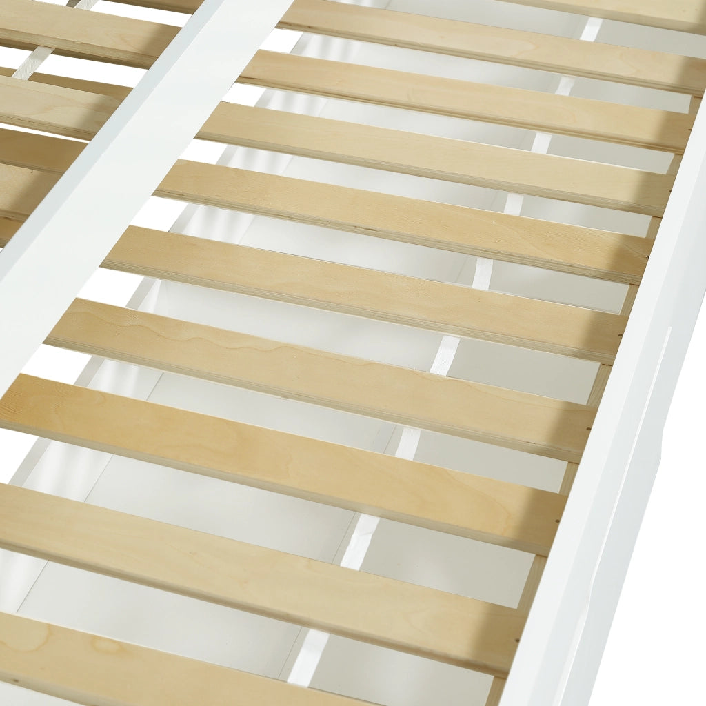 Letto a scomparsa con ruote - Zephmum- 2 cassetti MDF, telaio in legno massello, bianco (200x90/190x90cm)