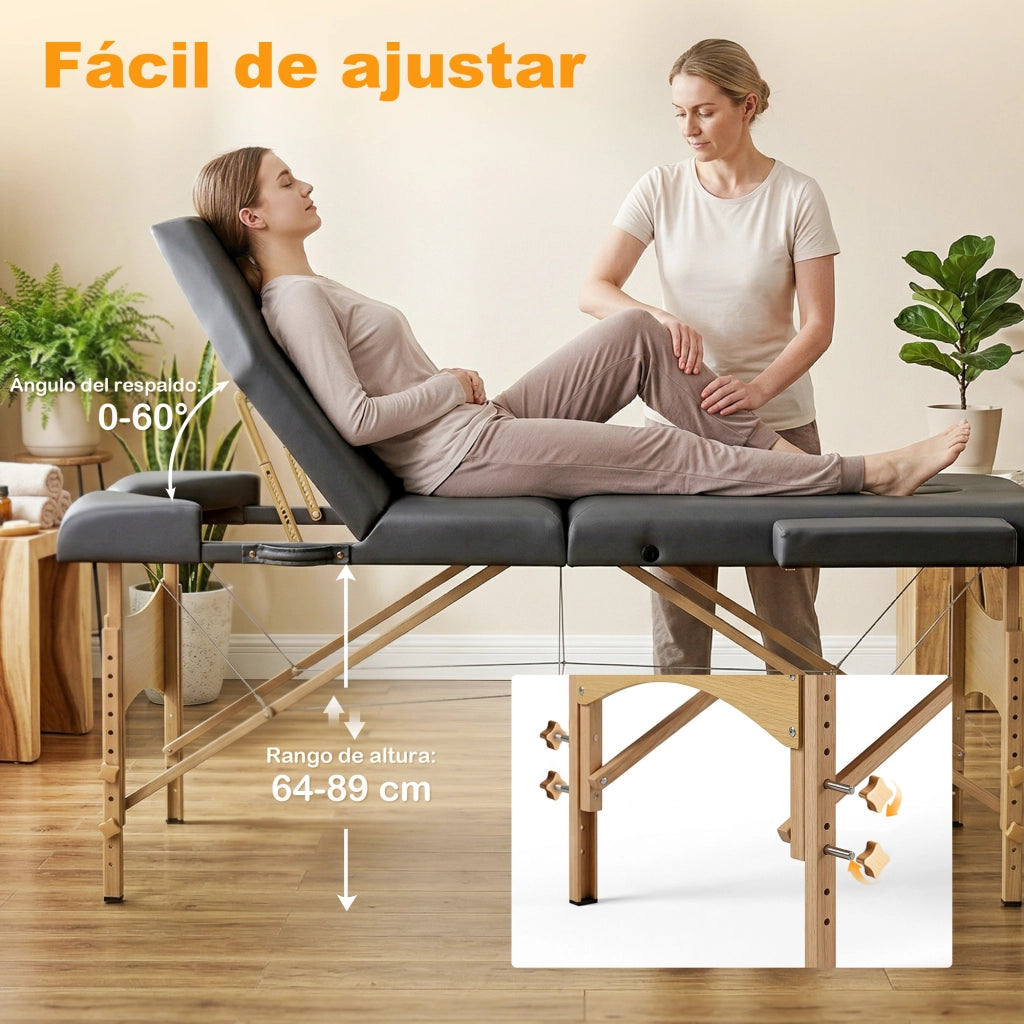 Letto reclinabile in legno con testiera regolabile e braccioli ¨C Zephmum ¨C Grigio 215x60x62-89 cm