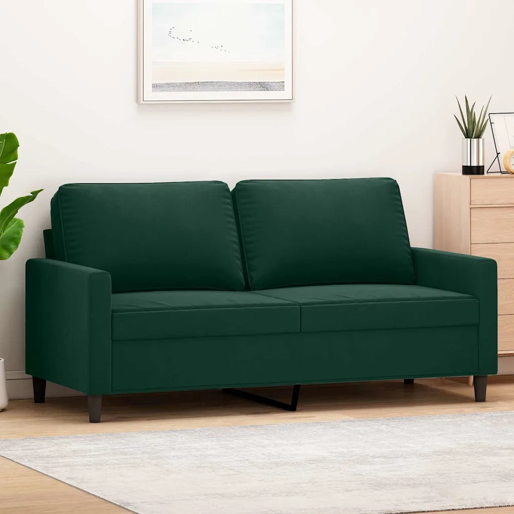 Divano a 2 Posti-Sofa 2 Posti Verde Scuro 140 cm in Velluto 618051