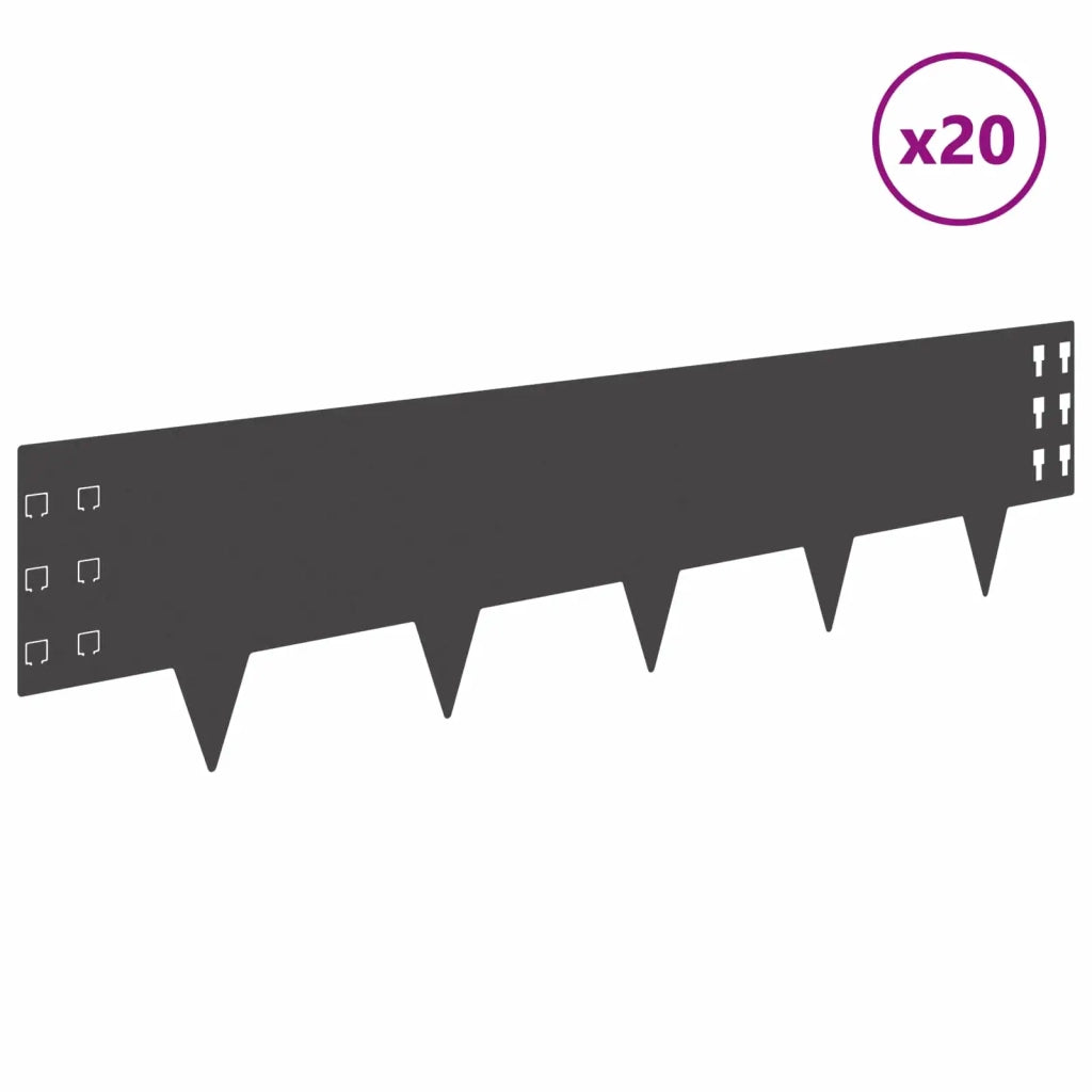 Bordura per Prato 20 pcs 100 x 25 cm Acciaio Nero 8008603