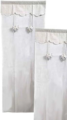 TENDA ARREDO CELINE 2 PEZZI DECORAZIONE CUORI 100% POLIESTERE 60 X 150 CM