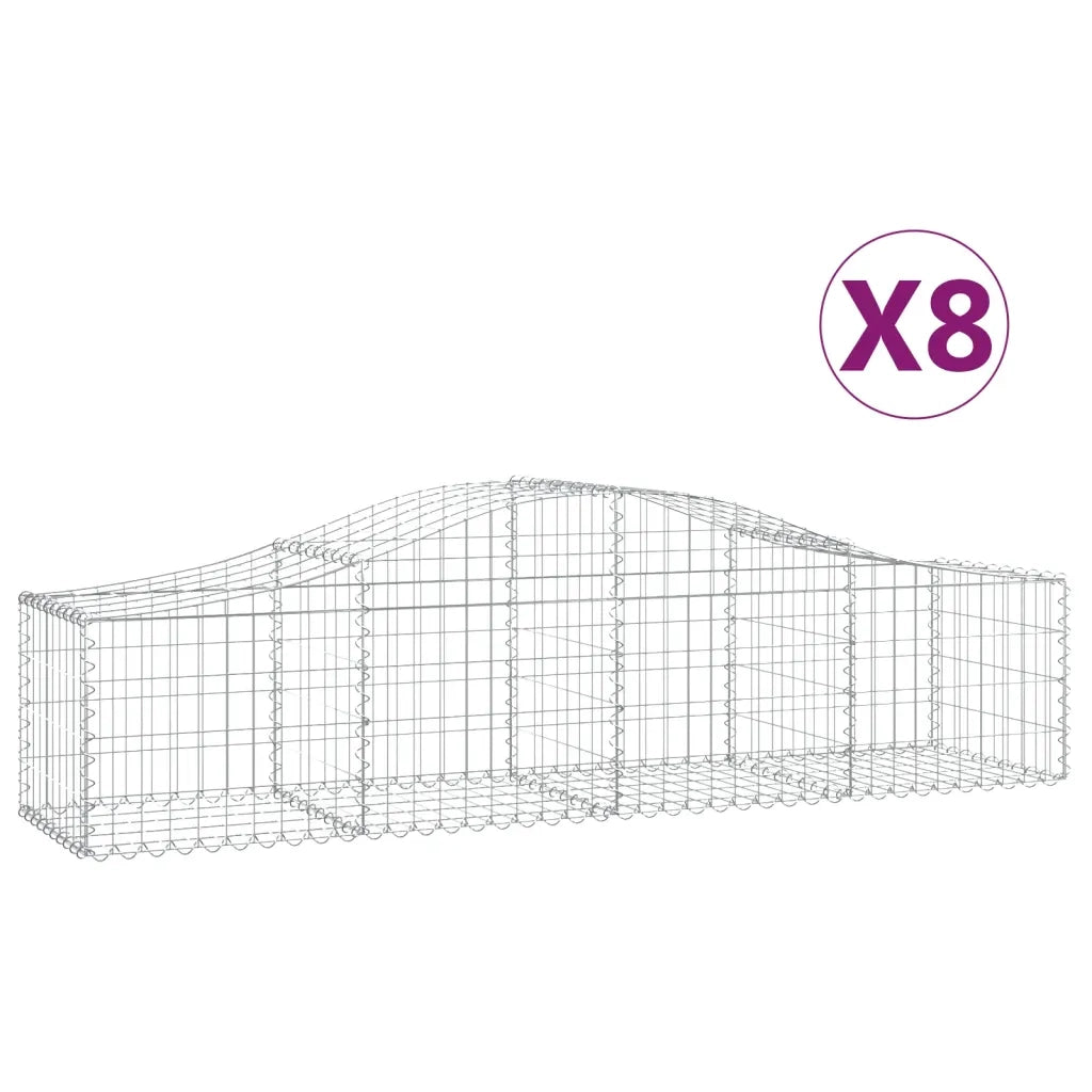 Cesti Gabbioni ad Arco 8 pz 200x50x40/60 cm Ferro Zincato 3145583