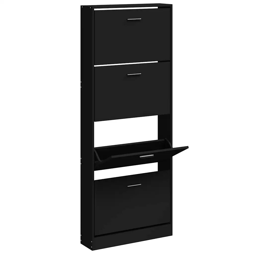 Scarpiera | Mobile per scarpe Nera 59x17x150 cm in Legno Multistrato
