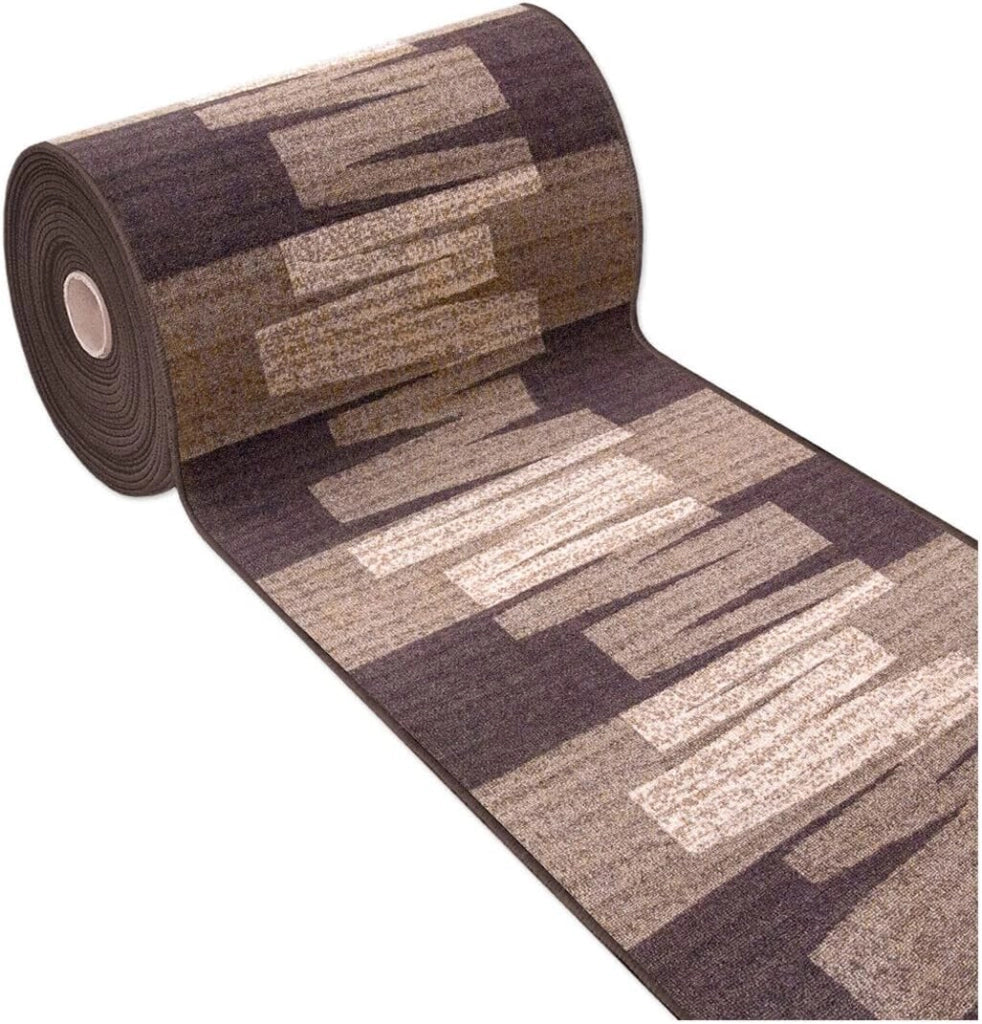 Passatoia Scala Bordata 67x1000 cm Ingresso Corridoio Tappeto Cucina Gradini Zig Zag Marrone