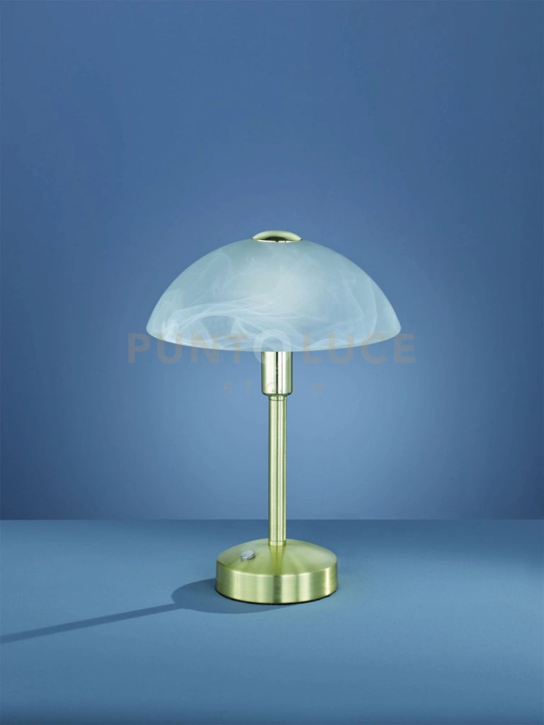 DONNA LAMPADA DA TAVOLO LED  4,5W · 1x 450lm, 3000K CON VETRO ALABASTRO E MONTATURA OTTONE SATINATO CON TOUCH DIMMER 4 INTENSITA' H. 30CM, D.22,5CM