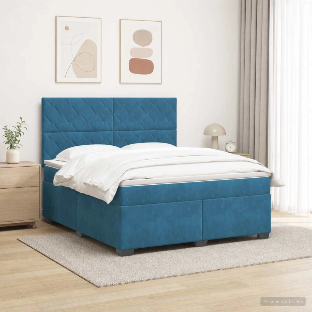 Letto box spring con materasso Blu 180 x 200 cm Velluto 3455166