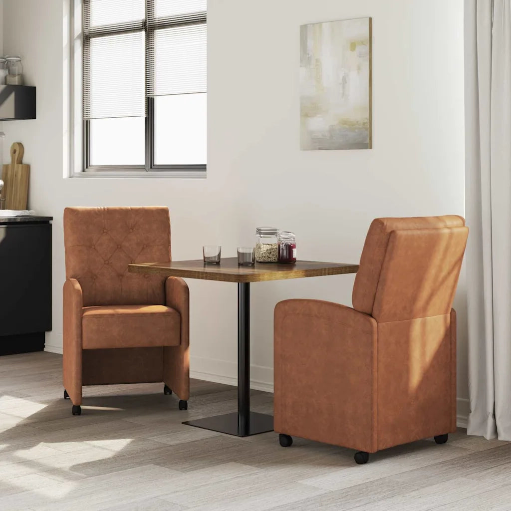 Sedie da Pranzo con Ruote 2 pcs Marrone 58 x 67 x 97 cm 42017858