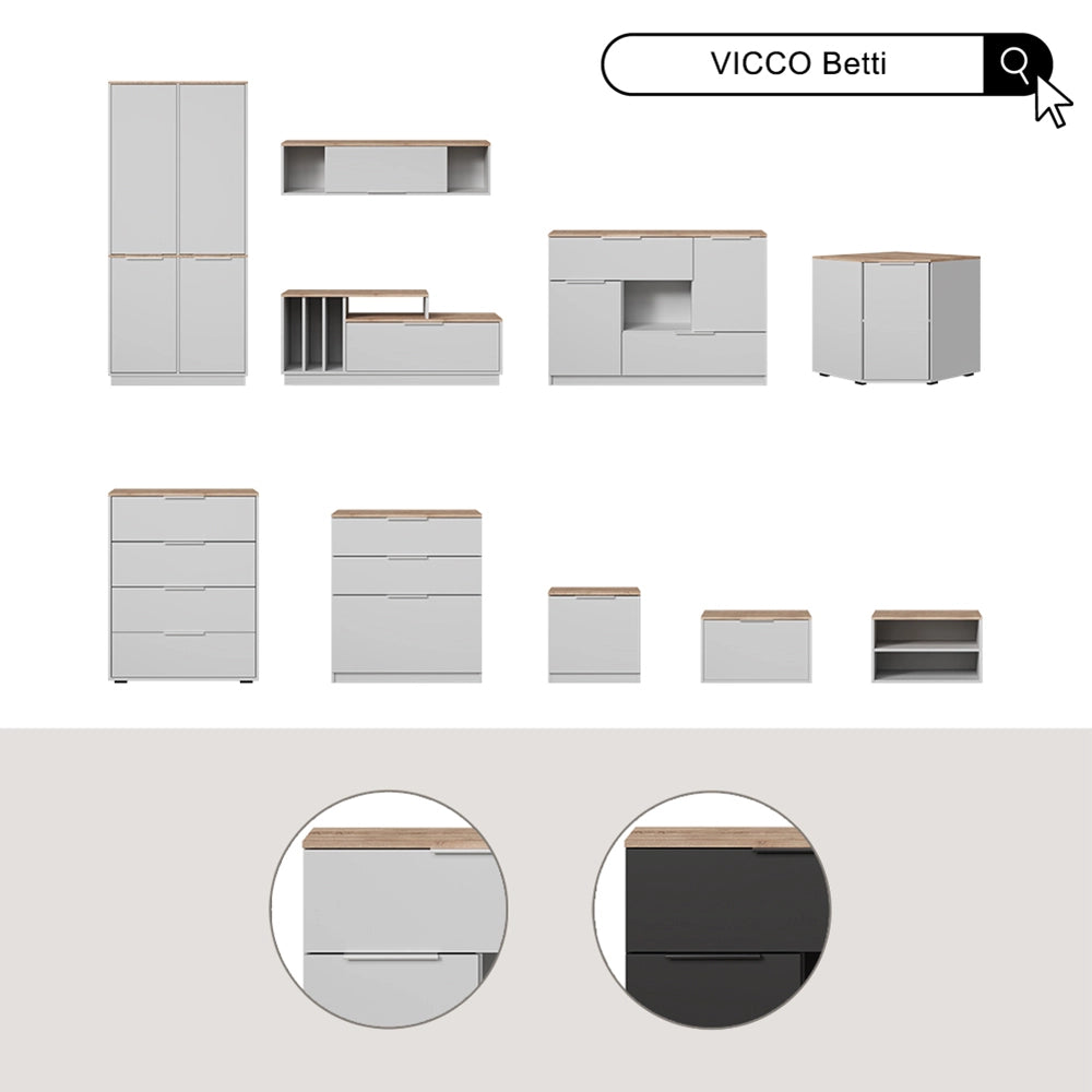 Vicco Cassettiera Bianco/Sonoma 60 x 36 cm con 2 scomparti