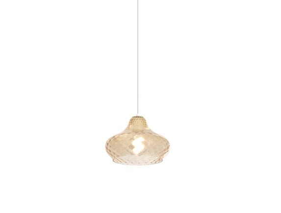 SOSPENSIONE OTTONE SATINATO 5 LUCI RETTANGOLARE VETRI PICCOLI AMBRA 1191OS-S5 RP-AM