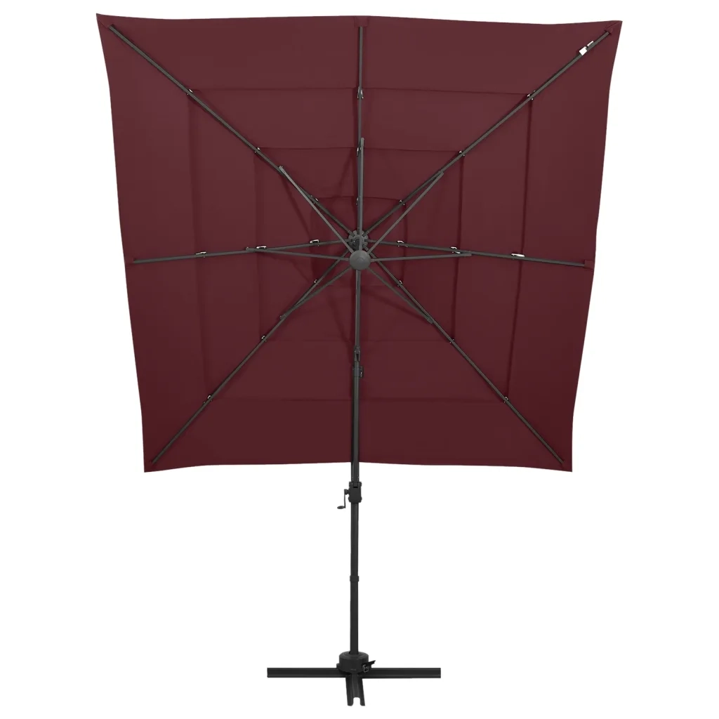 Ombrellone a 4 Livelli Palo in Alluminio 250x250 cm Bordeaux 313824